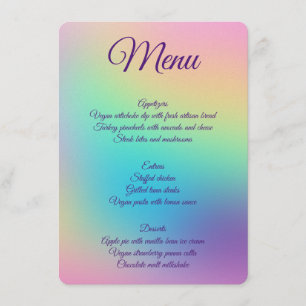 Hübsche Pastel Rainbow Gradient Wedding Menükarte