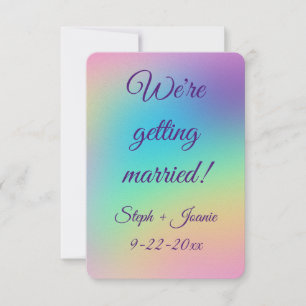 Hübsche Pastel Rainbow Gradient Wedding Save The Date