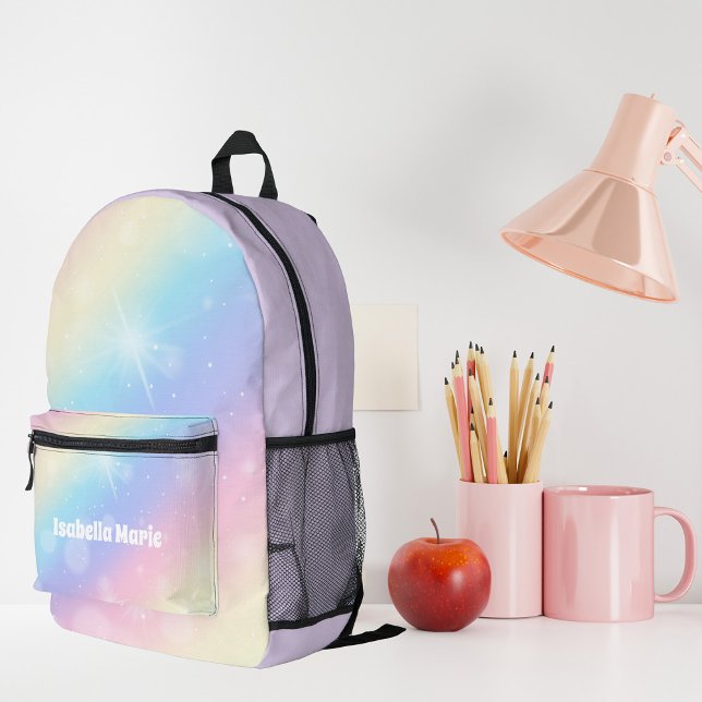 Hübsche Pastel Rainbow Sparkle Personalisiert Bedruckter Rucksack (Von Creator hochgeladen)