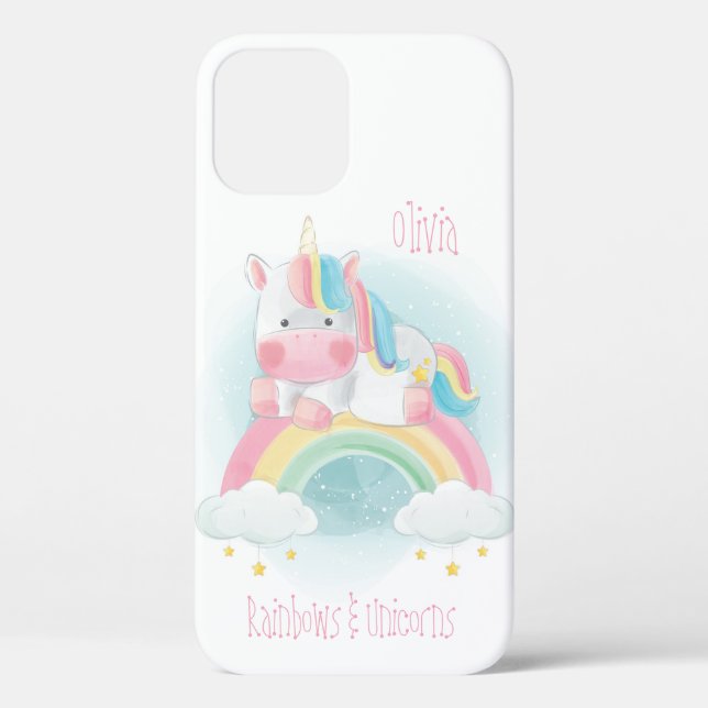 Hübsche Pastel Unicorn Name Unicorns Rainbows Case-Mate iPhone Hülle (Rückseite)