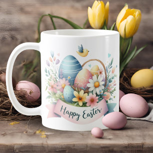 Hübsche Pastel Watercolor Florals Happy Osterfeier Kaffeetasse
