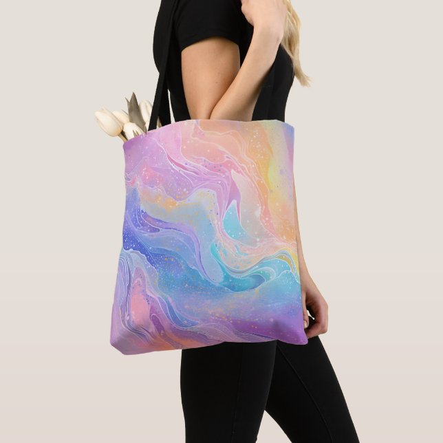 Hübsche Pastel Watercolor Rainbow Liquid Pour Art (Von Nahem)