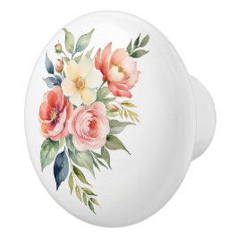 Hübsche Pastell-Blumen Keramikknauf