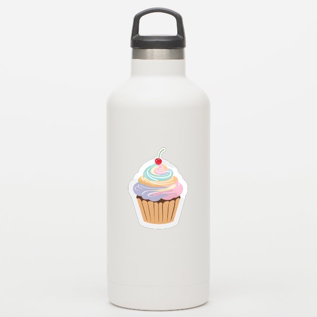 Hübsche Pastell Cupcake Aufkleber (Wassserflasche)