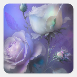 Hübsche Pastell Lila irisierende Blume Quadratischer Aufkleber