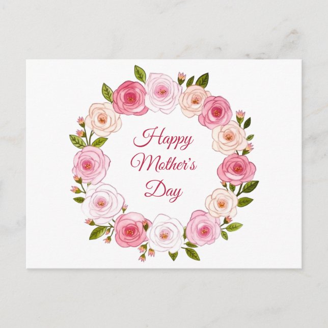 Hübsche Pastell Rose Kranz Postkarte (Vorderseite)