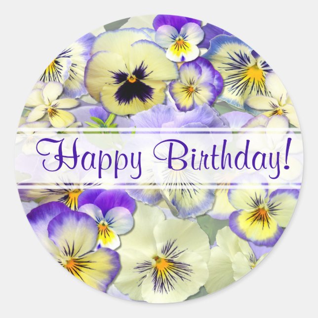 Hübsche Pastell-Stiefmütterchen Runder Aufkleber (Vorderseite)