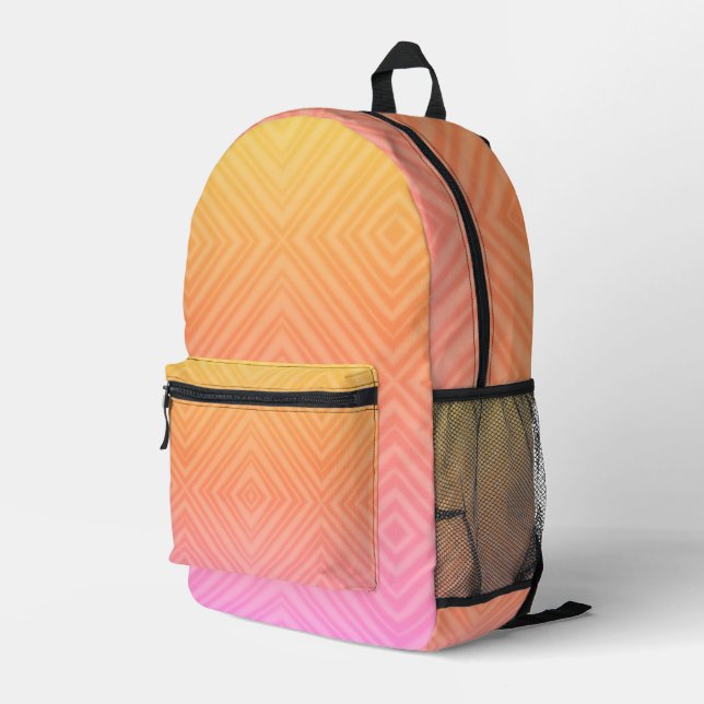 Hübsche Pastelle Hypnotic Diamond Moderner Pop Kun Bedruckter Rucksack (Rückseitige Ecke Rechts)