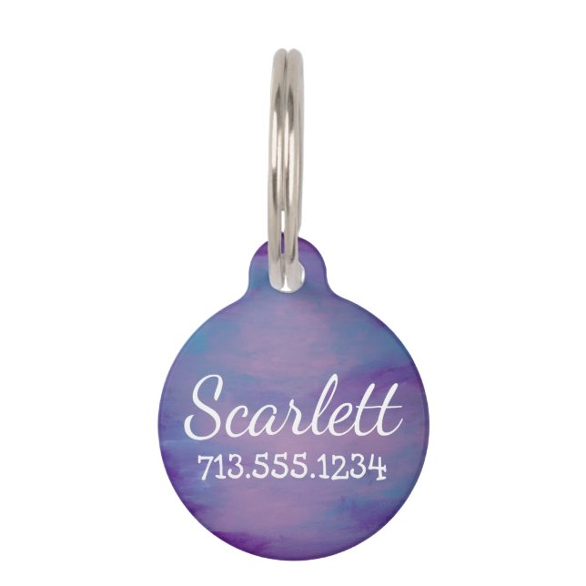 Hübsche Pastelle | Niedlich Pink Cloud Lila Blue S Haustiermarke (Vorderseite)