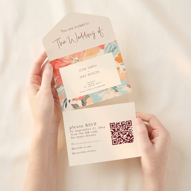 Hübsche Pastellfarben Blume Einladung und UAWG (Pretty pastel flowers wedding invitation and RSVP.)