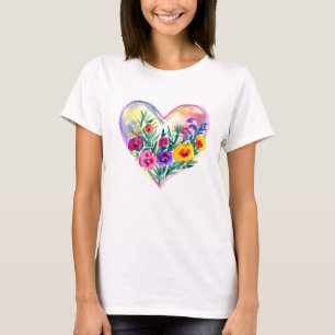 Hübsche Pastellfarben des Blumenherzes AI ART T-Shirt