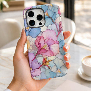 Hübsche Pastellfarben, gestanztes Glas Pink und Bl iPhone 15 Pro Max Hülle