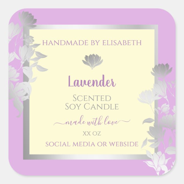 Hübsche Pastellfarben, Lila Cremerzeugnisse Quadratischer Aufkleber (Vorderseite)