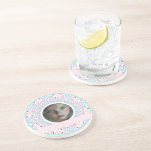 Hübsche Pastellfarben Rosa und Blau Mandala-Rahmen Getränkeuntersetzer