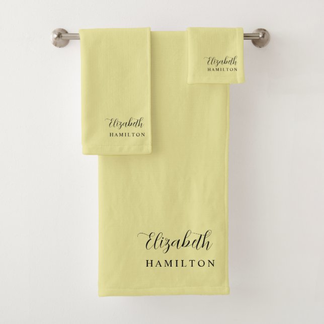 Hübsche Pastellgelbe Personalisierte Badekappe Badhandtuch Set (Insitu)