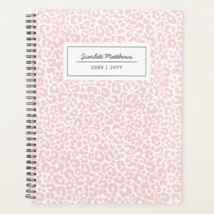 Hübsche Pastellleopard-Muster Druckname Rosa Planer