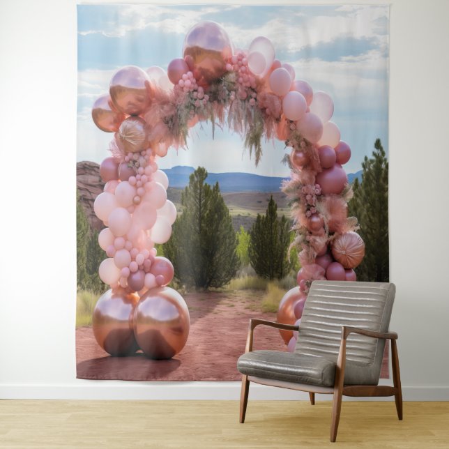 Hübsche Pastellpink-Ballon-Arch-Hängung Wandteppich (Beispiel)