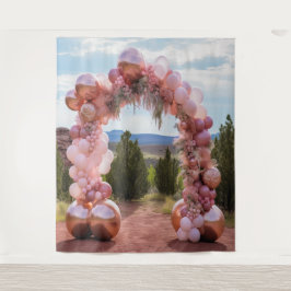Hübsche Pastellpink-Ballon-Arch-Hängung Wandteppich