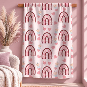 Hübsche Pastellrosa-Herzen Liebesgeschenk Kuscheld Fleecedecke