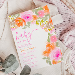 Hübsche pastellrosa orange Blütendusche Einladung
