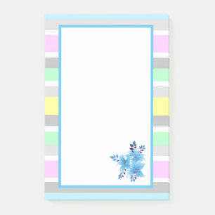 Hübsche Pastellstreifen und Blumen Post-it Klebezettel