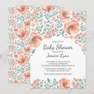 Hübsche Peach Blume Kinderdusche einladen Einladung