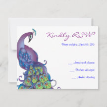 HÜBSCHE PEACOCK Theme Wedding RSVP Antwortkarte