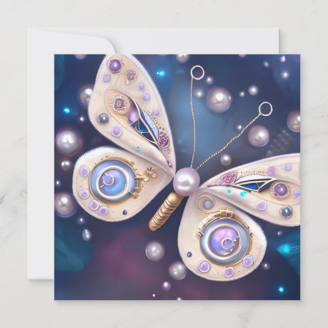Hübsche Pearl Vintag Butterfly Card (Vorderseite)