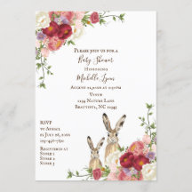 Hübsche Peony Blume und Bunny Rabbit Baby Dusche