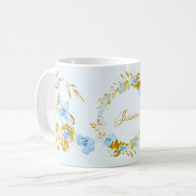 Hübsche Personalisierte Blauer Winter Kaffeetasse (Vorderseite Links)