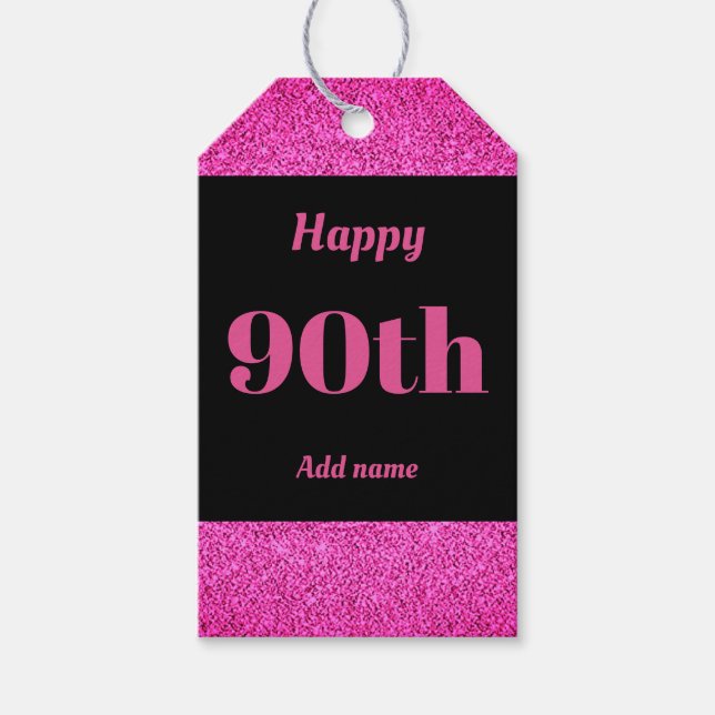 hübsche personalisierte Geburtstagsgeschenke 90. Geschenkanhänger (Vorderseite)