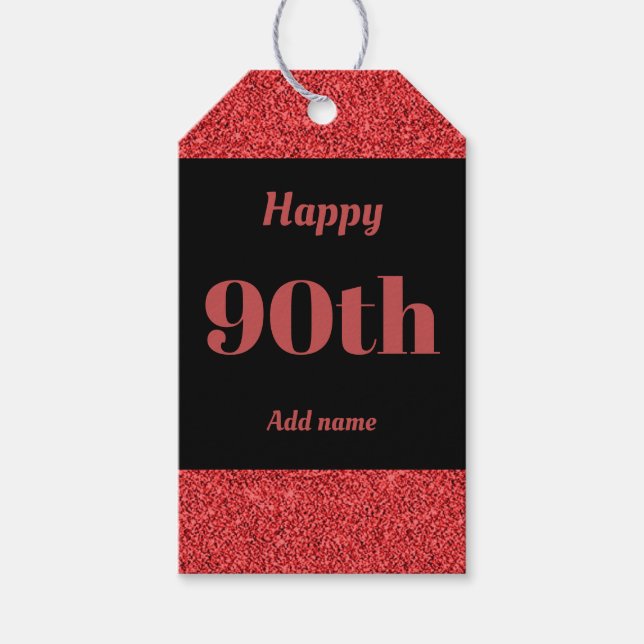 hübsche personalisierte Geburtstagsgeschenke 90. Geschenkanhänger (Vorderseite)
