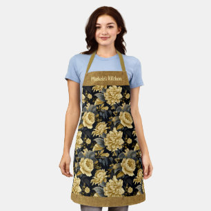 Hübsche Personalisierte Gold-Floral-Schürze Schürze