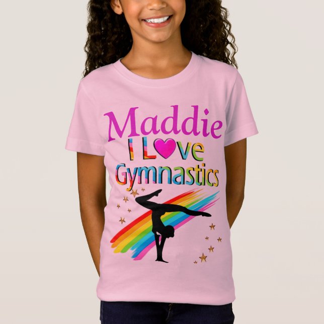 HÜBSCHE PERSONALISIERTE I LIEBE GYMNASTICS T SHIRT (Vorderseite)