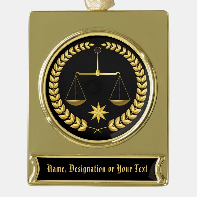 Hübsche personalisierte Rechtsanwalts-Verzierung Banner-Ornament Gold (Vorderseite)