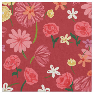 Hübsche Petite Blume Muster in Burgund Rot Stoff