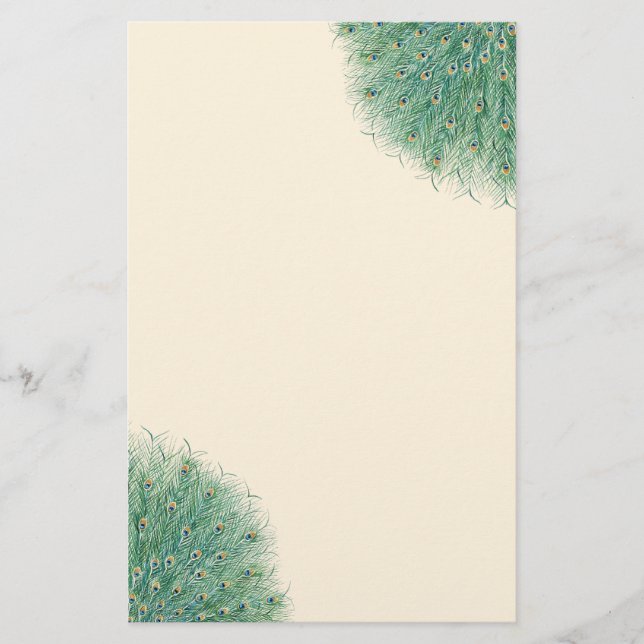 Hübsche Pfau-Federn Briefpapier (Vorderseite)