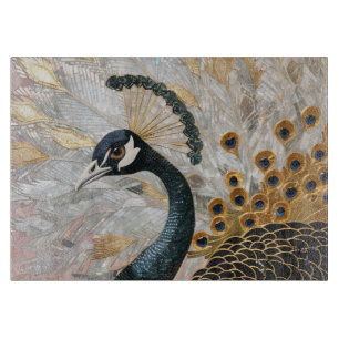 Hübsche Pfauengoldene Weihnachten Schneidebrett