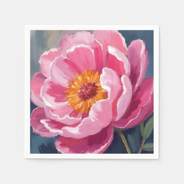 Hübsche Pfingstrose | Blumenmalerei Aquarell Serviette (Vorderseite)