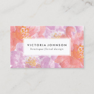Hübsche Pfingstrosen Watercolor-Blumen Visitenkarte