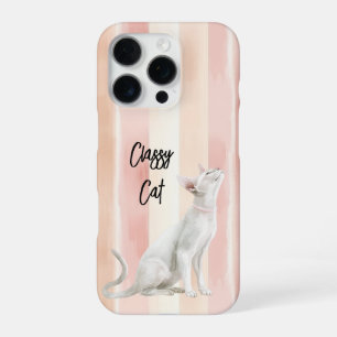 Hübsche Pfirsich-Rosa-Cream-Streifen-Katze iPhone 16 Pro Hülle