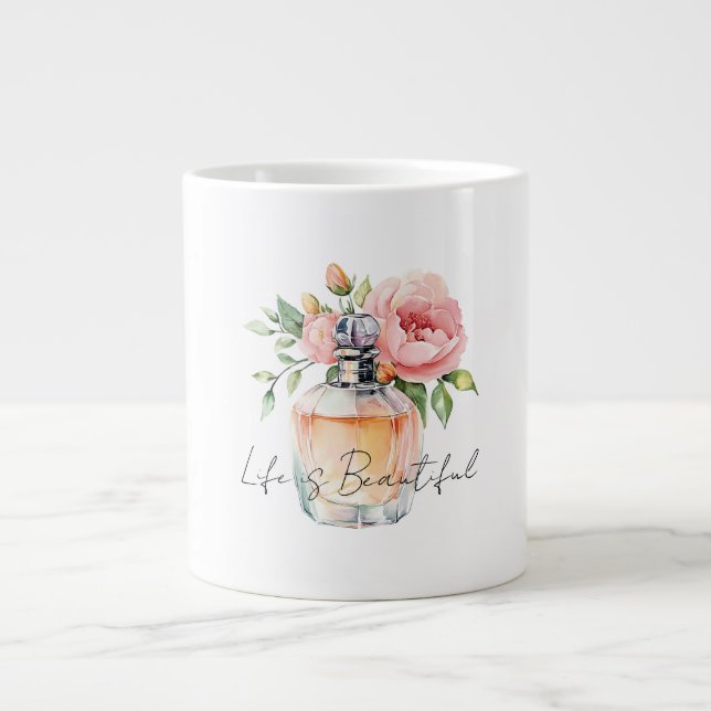 Hübsche Pfirsich-Rosen-Duftflasche Jumbo-Tasse (Vorderseite)