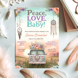 Hübsche Pfirsich und Blue Peace, Liebe und Babydus Einladung