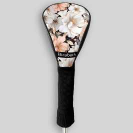 Hübsche Pfirsich und Weiße Päonie Personalisiert Golf Headcover