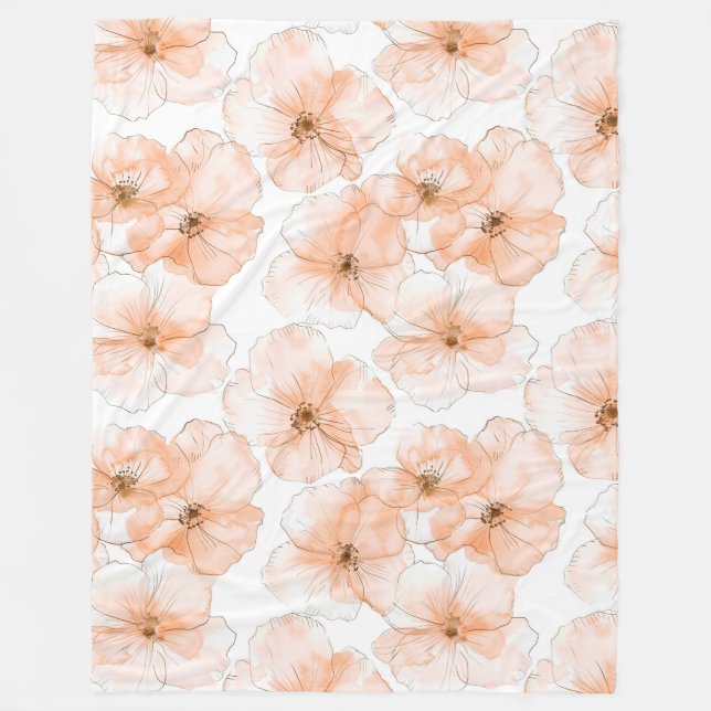 Hübsche Pfirsichblüten Fleecedecke (Vorderseite)