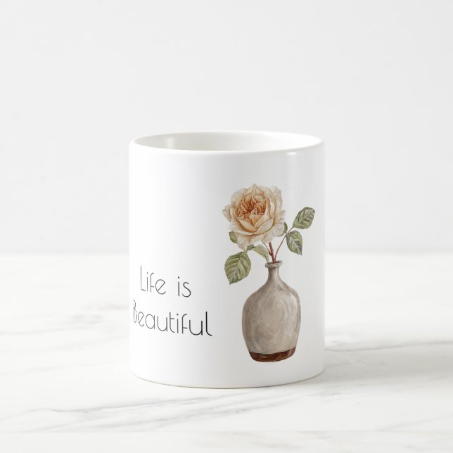 Hübsche Pfirsichrose in der Vase Kaffeetasse (Mittel)