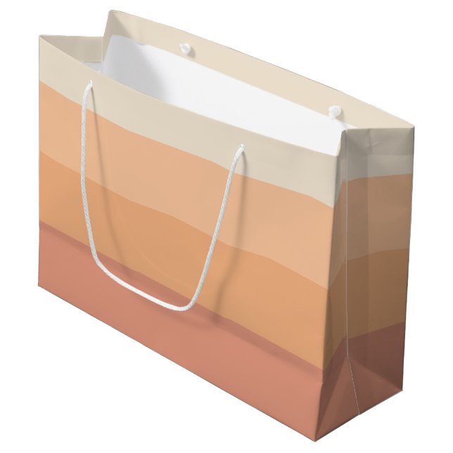 Hübsche Pfirsichstreifen Große Geschenktüte (Vorderseite Schrägansicht)