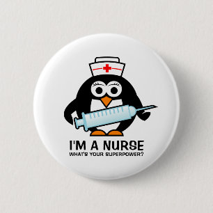 Hübsche Pflegeknöpfe mit niedlicher Pinguinschwest Button