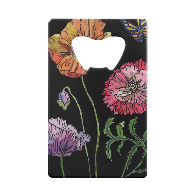 Hübsche Pflöten auf Schwarzwaldfarbe Geldbeutel Flaschenöffner (Rückseite)