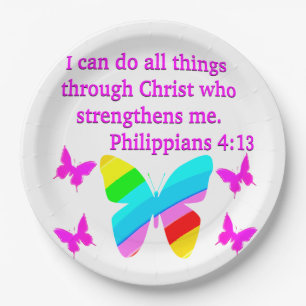 HÜBSCHE PHILIPPIANS 4:13 BUTTERFLY-DESIGN PAPPTELLER